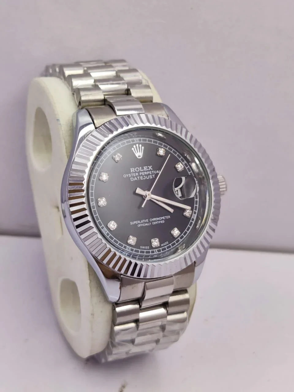 RLX oyster perpetual DATE Black Dial With Silver Chain