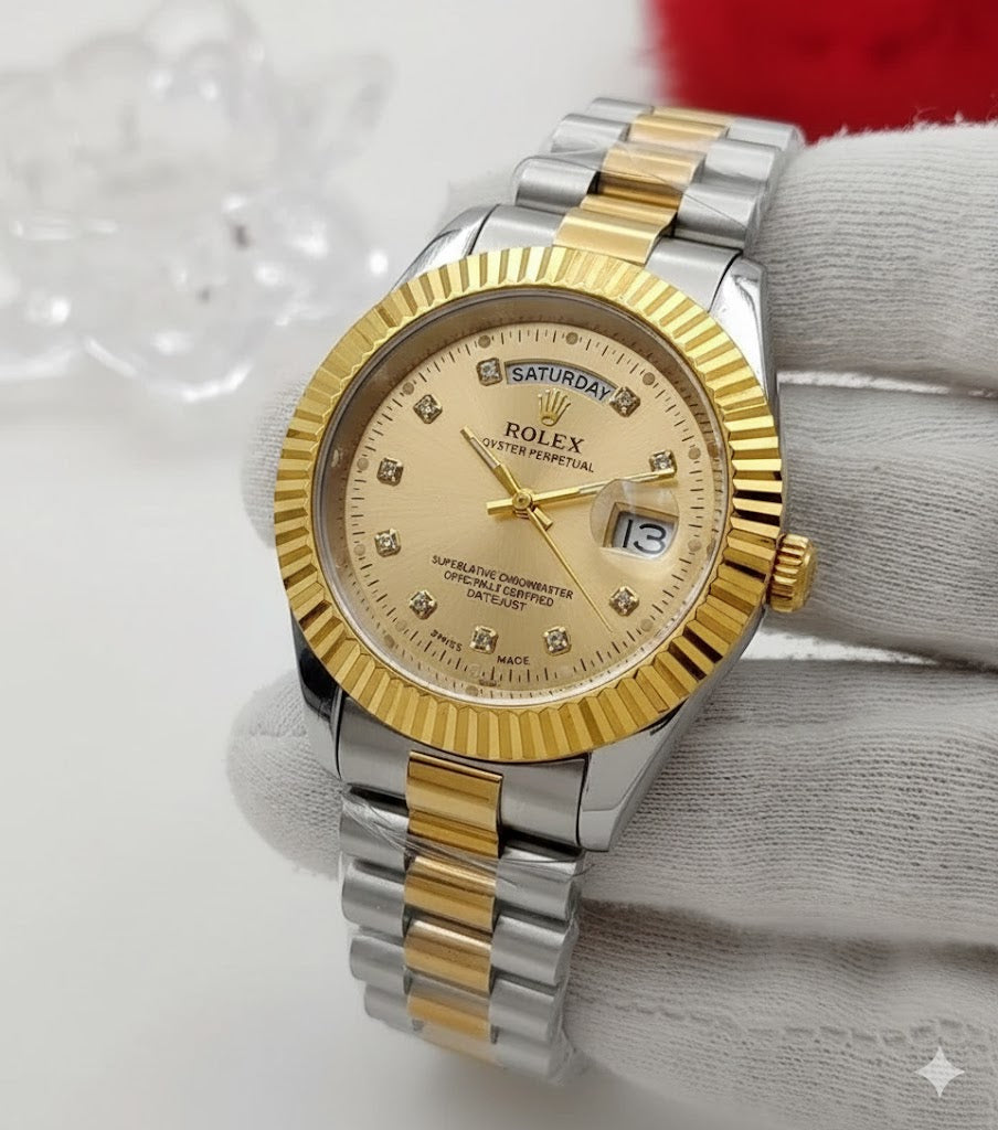 RLX – 2 Tone -Day & Date-Stainless Steel With Gold Dial