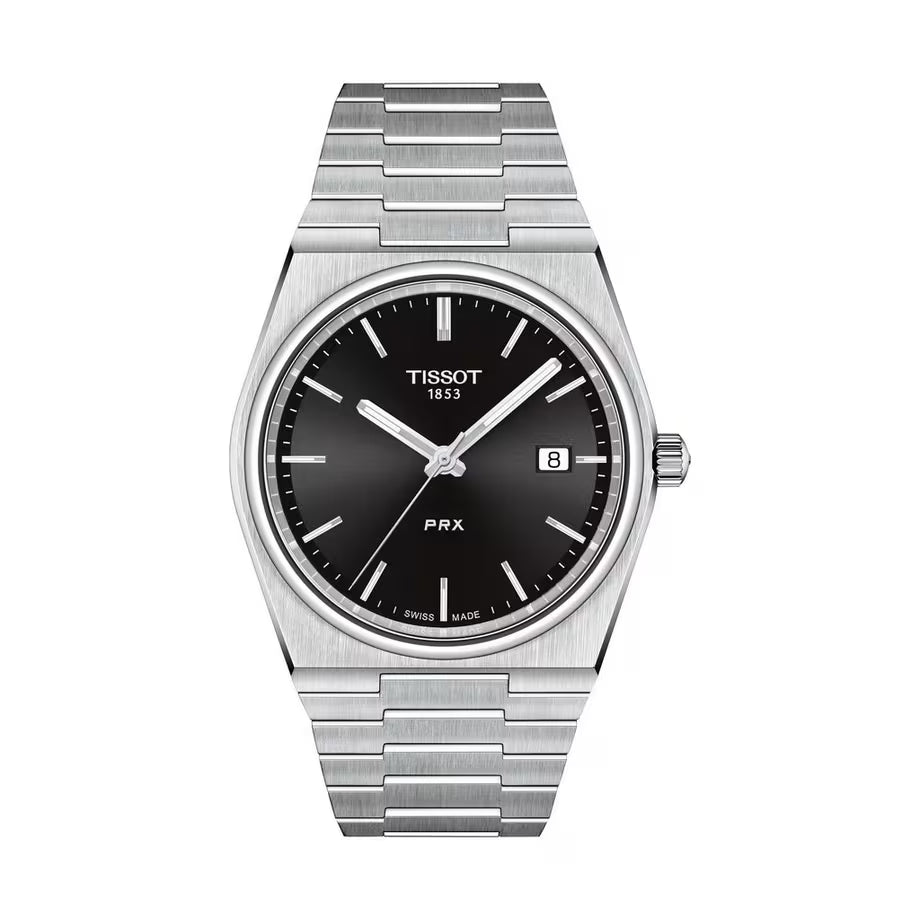 Tissot PRX Silver Stainless Steel Black Dial Quartz Watch