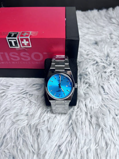 Tissot PRX Silver Stainless Steel Sky blue Dial Quartz Watch