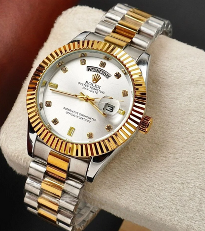 RLX Oyster Perpetual – 2 Tone -Day & Date-Stainless Steel With White Dial
