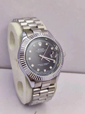 RLX oyster perpetual DATE Black Dial With Silver Chain