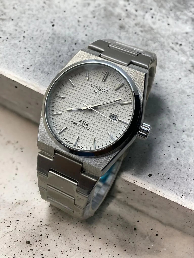 Tissot PRX Silver Stainless Steel White Dial Quartz Watch