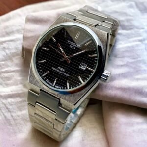 Tissot PRX Silver Stainless Steel Black Dial Quartz Watch for Men's