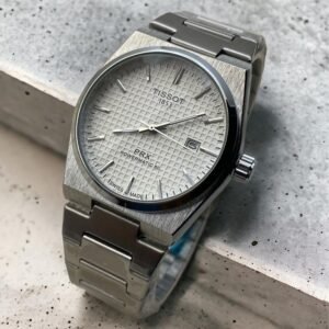 Tissot PRX Silver Stainless Steel White Dial Quartz Watch for Men's